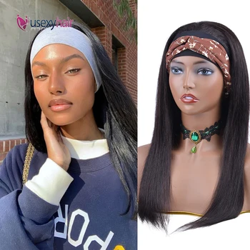 

Natural Straight Human Hair Closure Wigs Remy Headband Wig Human Hair Brazilian Headband Scarf Wigs For Black Women 180% Density