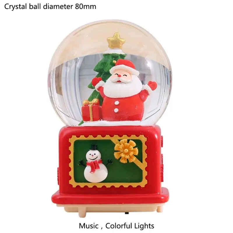 Музыкальная шкатулка квадратная основа Рождественская елка Санта-олень снежное освещение музыкальная шкатулка в виде хрустального шара плавающий снег домашний Декор подарок для детей n