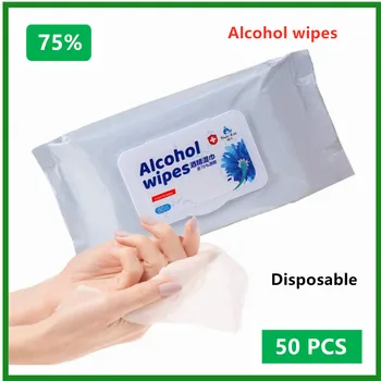 

75% Sterilized Alcohol Cotton Wipes Disposable Towel Cleaning Care Sterilization First Aid Disinfection Wipes Personal Portable