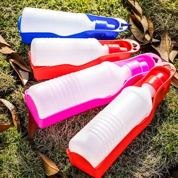 

500ml Pet Dog Water Bottle Plastic Portable Water Bottle Pets Outdoor Travel Drinking Water Feeder Bowl Dog Drinking Bottle