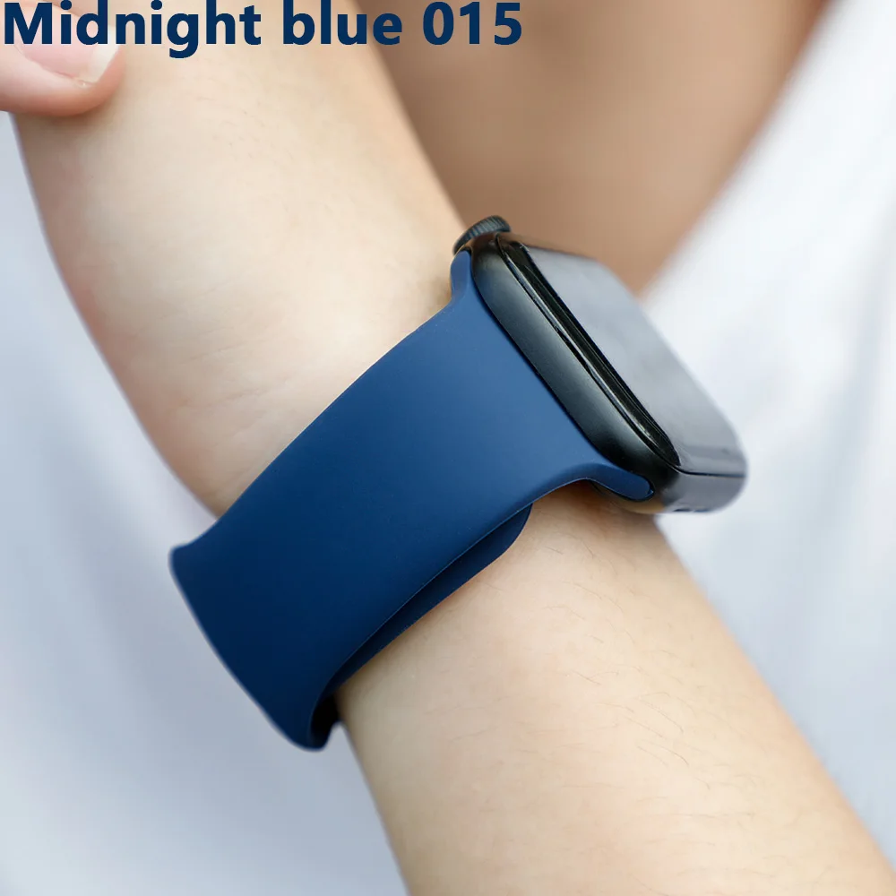 Midnight blue 015 Ремешок для apple watch, ремешок для apple watch 5, 4, 3, iwatch, ремешок 42 мм, 44 мм, 38 мм, 40 мм, браслет Correa, силиконовый ремешок для часов, ремень, аксессуары - Цвет ремешка: Midnight blue 015