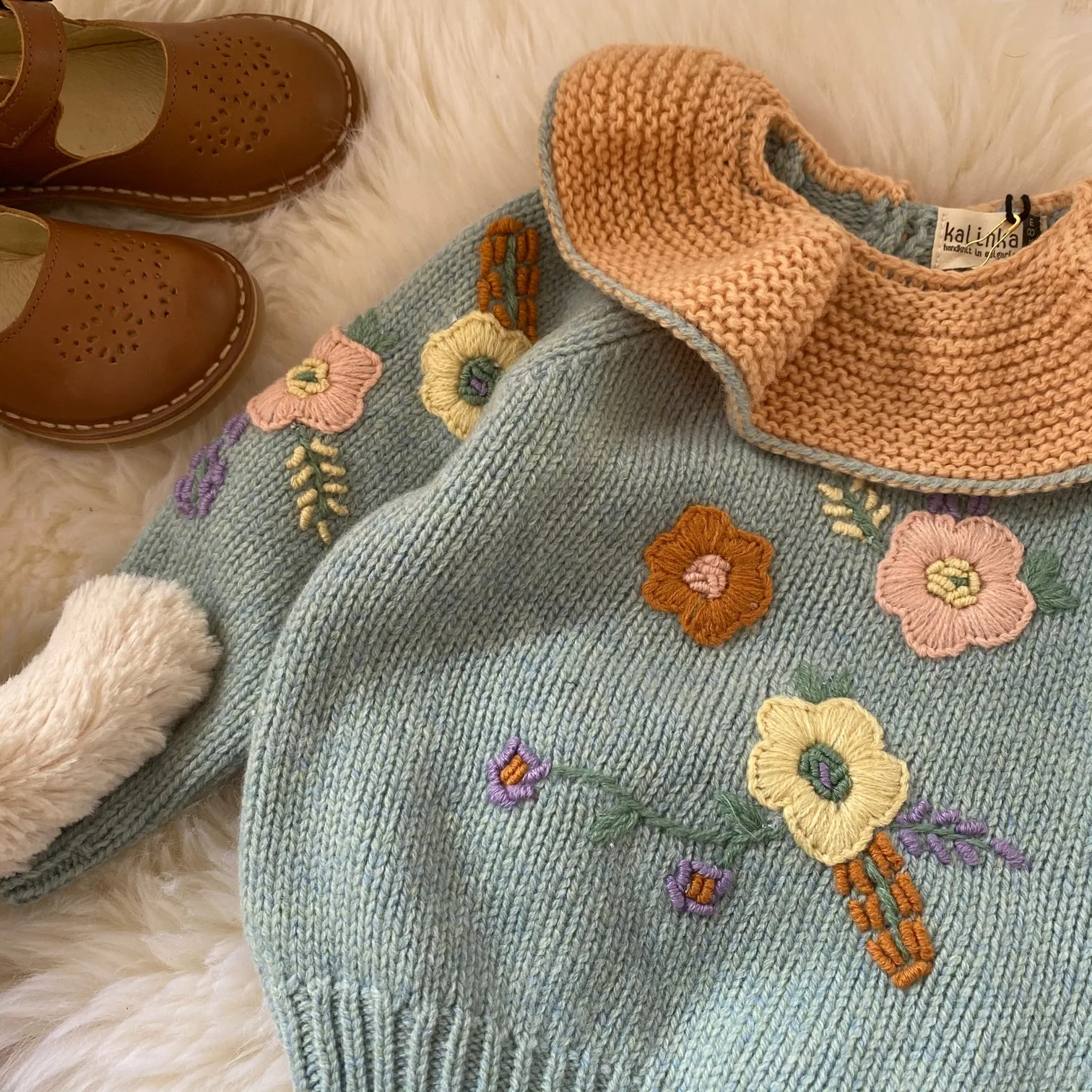 Kids Wool Sweaters Kalinka Brand New Spring Girls Flower Embroidery Knit Sweaters Pullover Baby Child Fashion Clothes Outwear Baby Clothing Set cheap Baby Clothing Set