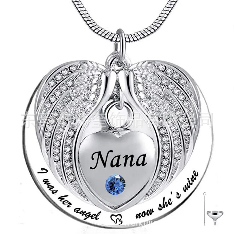 

Anniversary qin ren ai ren Ashes Necklace Stainless Steel Wing Heart Shape Cremation Urn Pendant