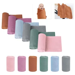 Toalla de baño de Color sólido para bebé, manta de gasa de algodón orgánico para 2 capas de recién nacido, envoltura de hilo de algodón suave y transpirable