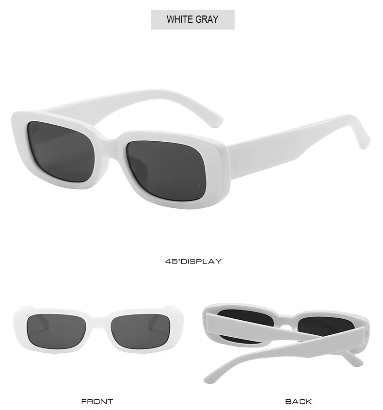 Classic Vintage Rectangle Sunglasses Women Brand Design Clear Blue Pink Green Lens Sun Glasses Female  Eyewear UV400_voghion.com