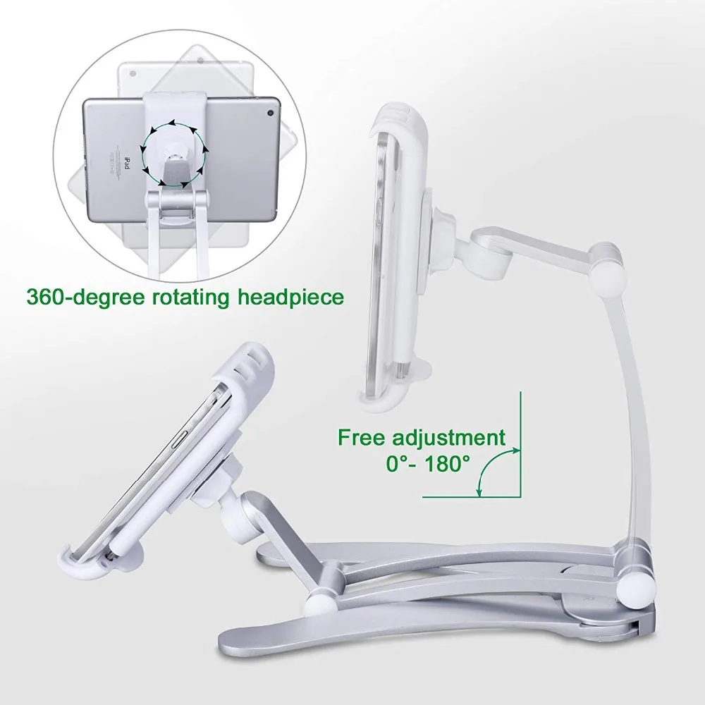  Universal Wall Desk Tablet Stand Digital Kitchen Mount Stand Fit 360° Rotating Tablet Metal Bracket