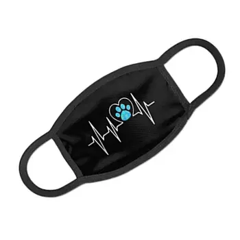 

Paw Print Heartbeat Mask Graphic Half Face Dust-proof Printed Mouth-muffle Cover