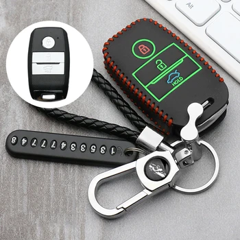 

Luminous Leather car key case For Kia Rio QL 3 Picanto Ceed Cerato Forte Sportage R K2 K3 K4 K5 For Hyundai i20 i30 ix35 new