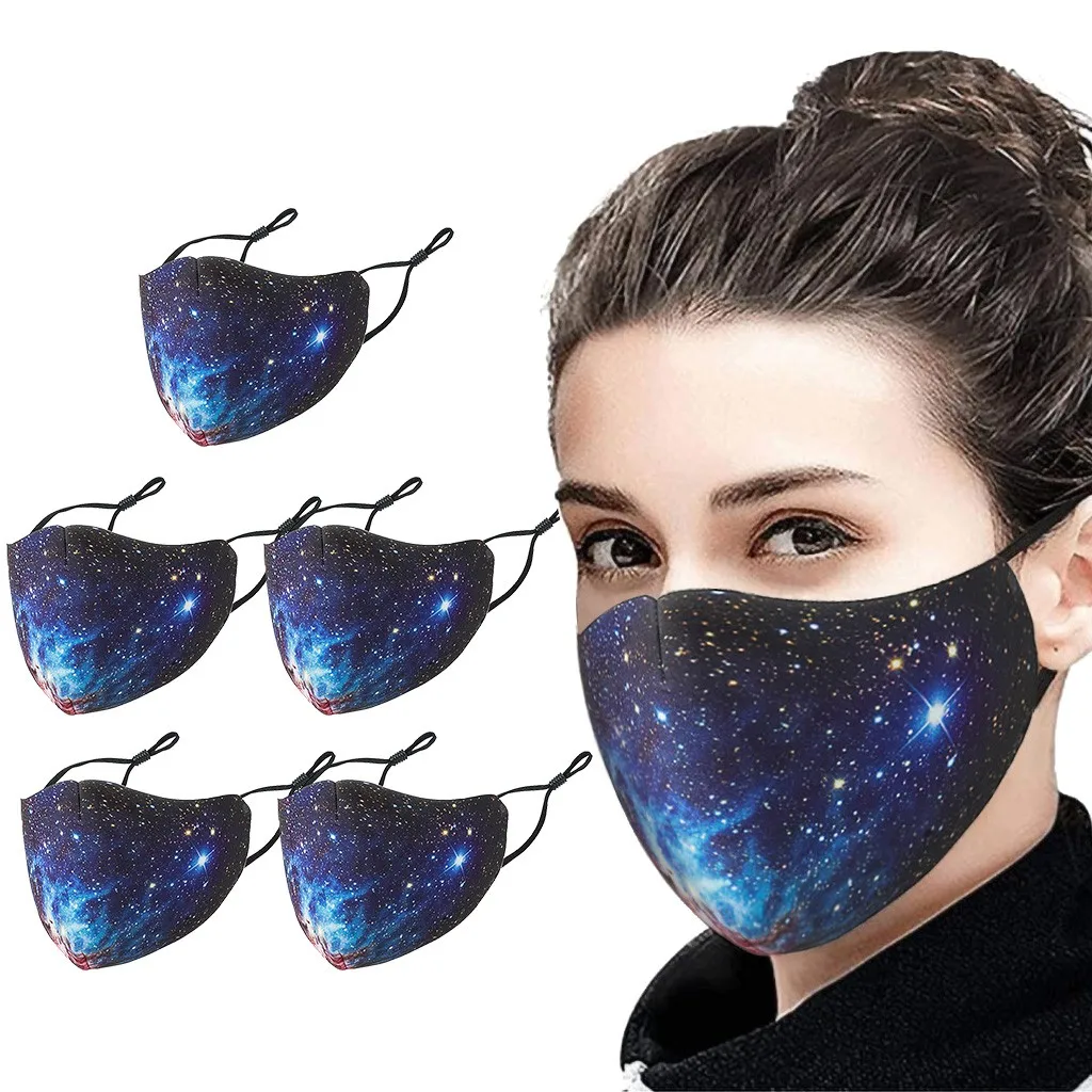5 шт. защитная хлопковая маска для лица с принтом космоса|Маска велоспорта| |