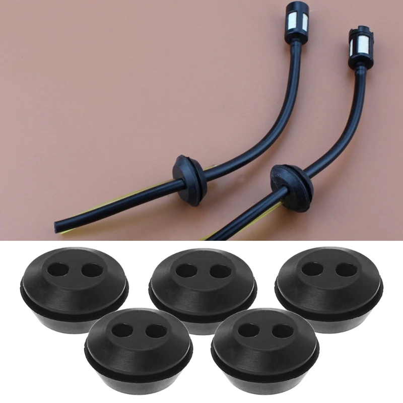 5Pcs Brush Cutter Grass Trimmer Fuel Oil Pipe Hose Washer Grommet With 2 Holes