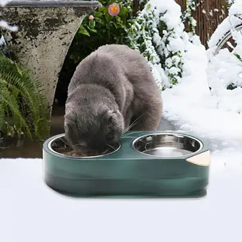 

Cat Bowl Elevated Pet Feeder Raised Food And Water Bowl Stainless Steel Heating And Cooling Bowl For Cats And Dogs