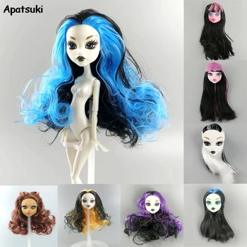 

8pcs/lot Fashion Mix Style Soft Plastic 1/6 BJD Doll Heads for Monster High Doll Head with Long Hair Doll Demon Monster Head DIY