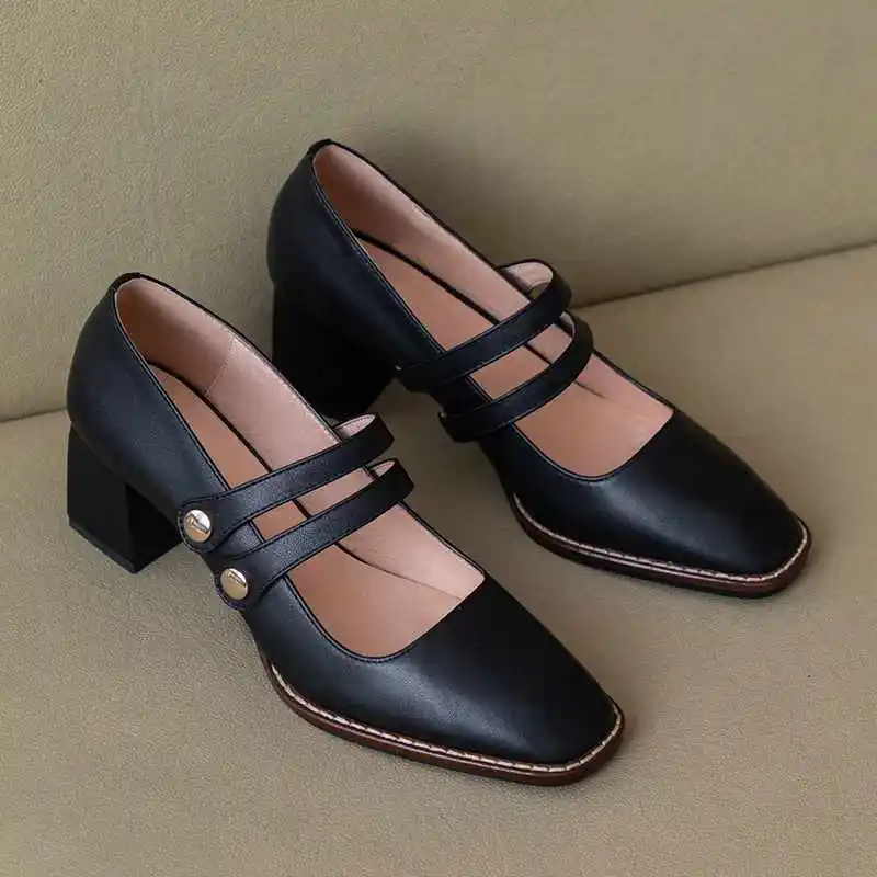 Туфли лодочки Mary Janes из кожи с натуральным лицевым покрытием на высоком
