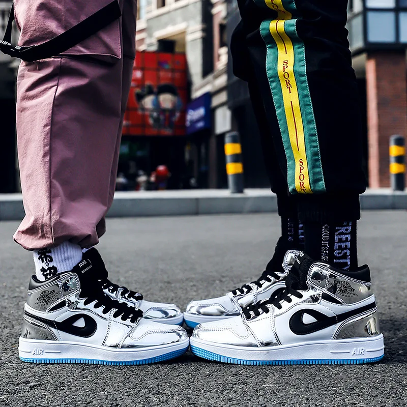 

New Style Spring And Autumn Couples Mid-top Sports Trendy Shoes Anti-slip Versatile Casual Board Shoes Men's 45 Large Size