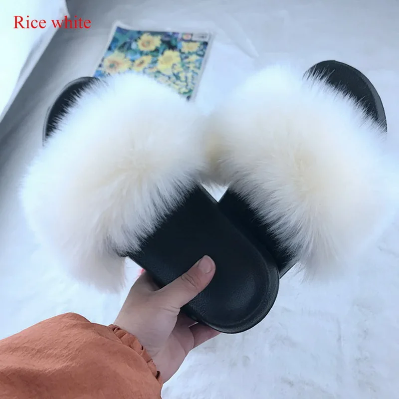 Summer Women Shoes Fur Slipper Girl Luxury Indoor Slide Flat Furry Flip Flops Wholesale Plush Shoes Drop Ship