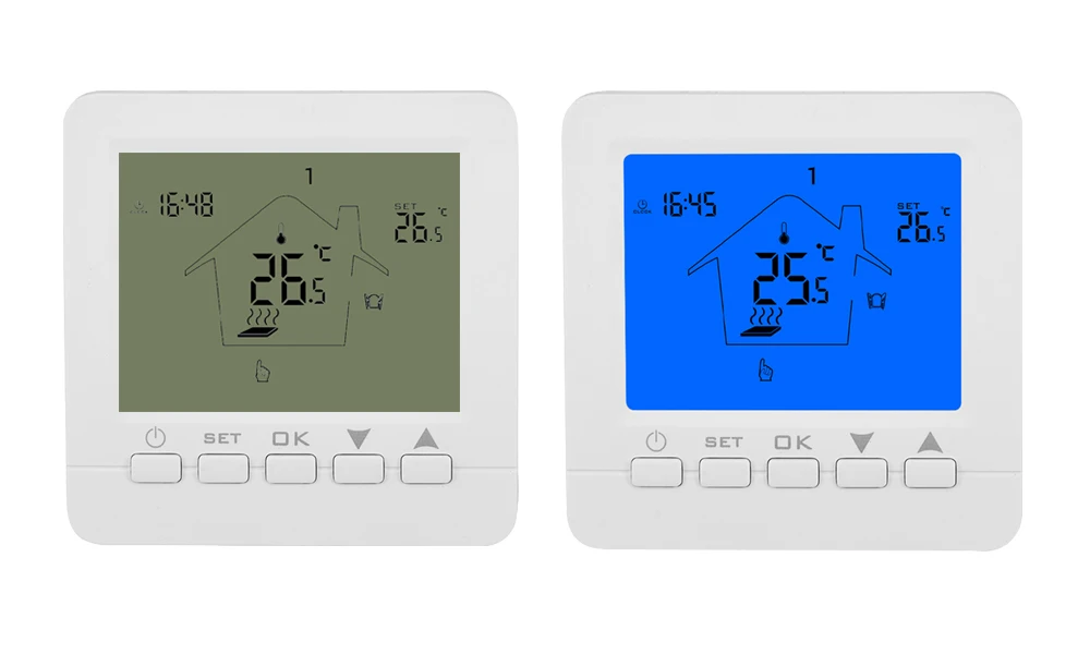 Еженедельный программируемый термостат для полов с подогревом Цифровой комнатный регулятор температуры Термостат Белый Синий Подсветка