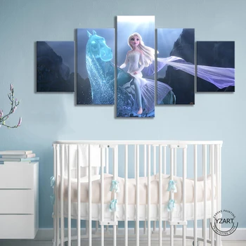 

Frozen 2 Elsa&NOKK HD Movie Poster Pictures Canvas Decorative Paintings for Home Decor Wall Art