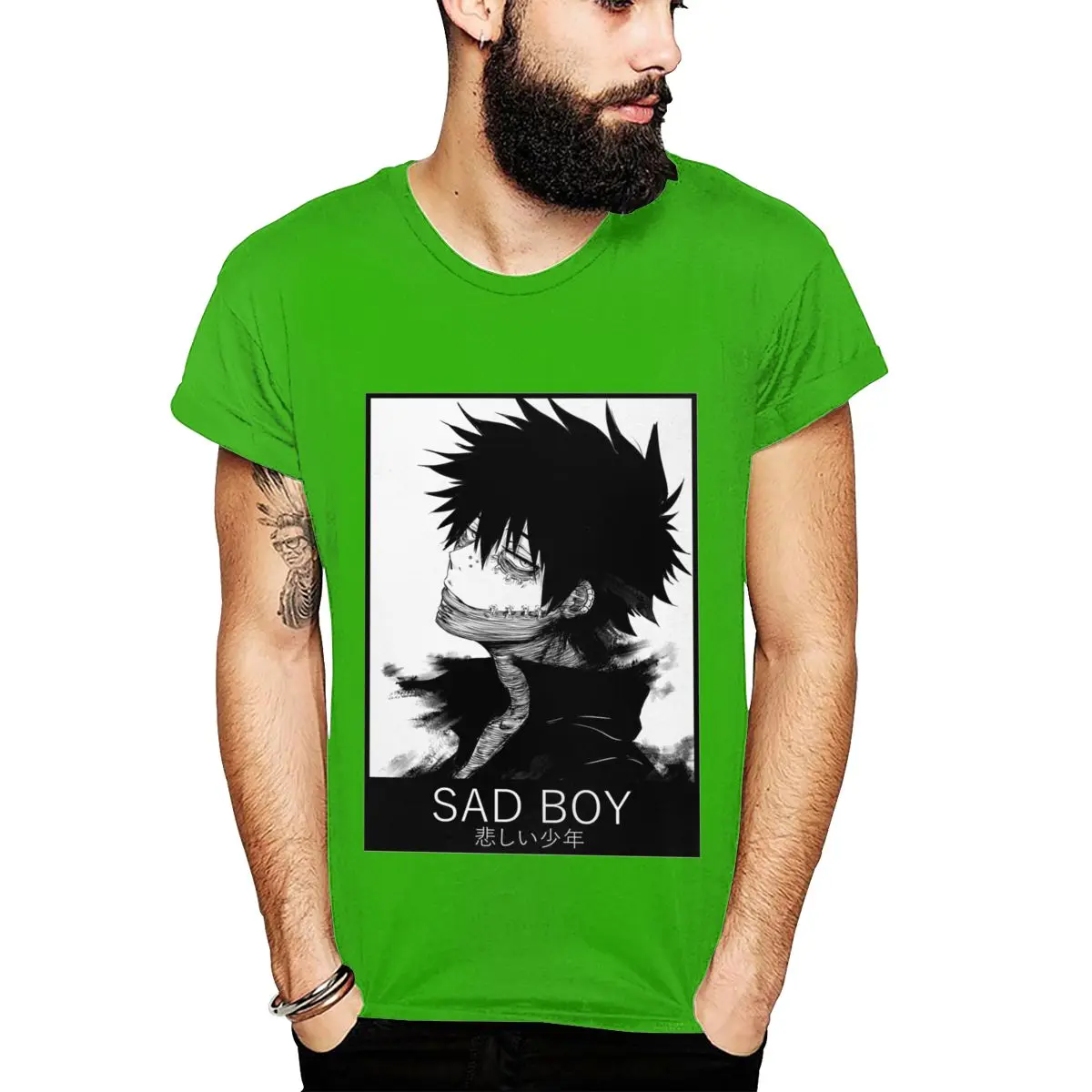 Абстрактный DABI BOKU NO My HERO Academy SAD BOY футболка унисекс Лето Большой размер круглый воротник Camiseta - Цвет: Зеленый