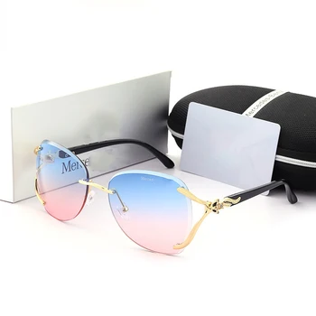

2020 Fashion Rimless Sunglasses Women Famous Luxury Brand Design Sexy Color Marine Lens Diamond Cutting Sun Glasses for Female