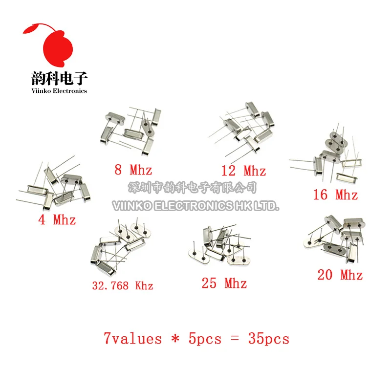 

HC-49S Crystal Oscillator electronic Kit resonator ceramic quartz resonator hc-49 DIP 7 kinds X 5pcs 32.768K 4 8 12 16 20 25 MHZ