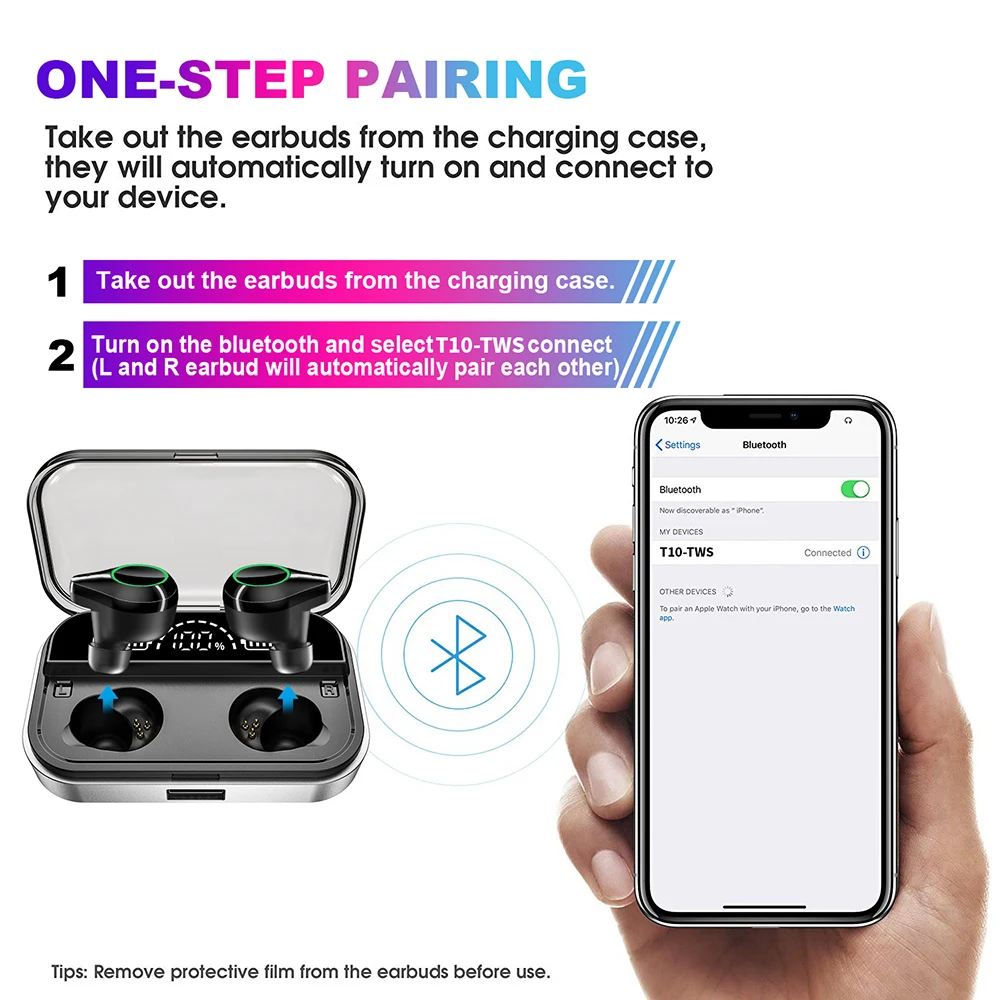 T10 TWS Bluetooth headset wireless sports earphone Bluetooth 5.0 stereo waterproof smart headset