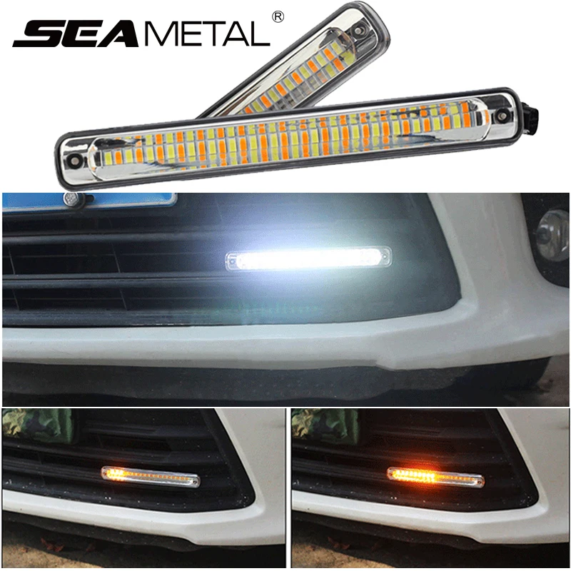 

12V Car DRL External Lights Flowing Turn Signal Lamp Auto Daytime Running Light LED Universal Automobile Light Strip Car styling