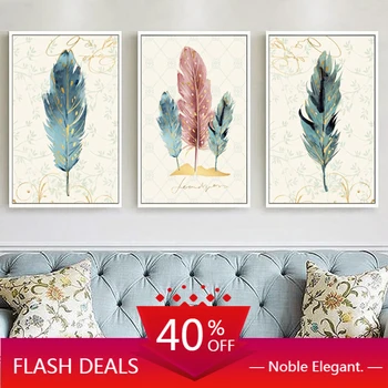 

Christmas Canvas Paintings Modern Abstract Colorful Birds Feather Poster Art Water ColorAffiche Home Decor for Living Room