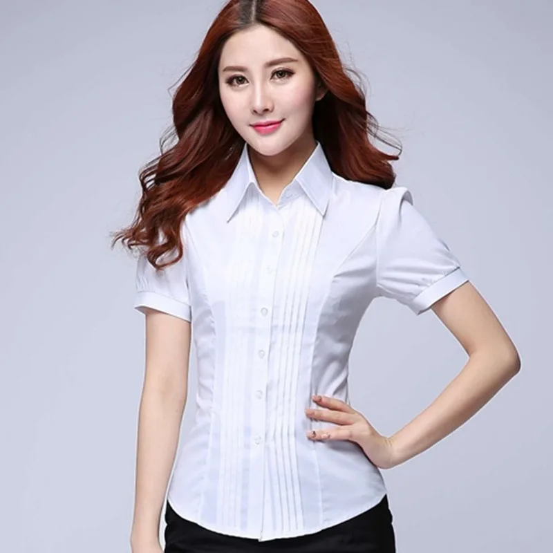 Women White Blouse Shirt Office Lady 