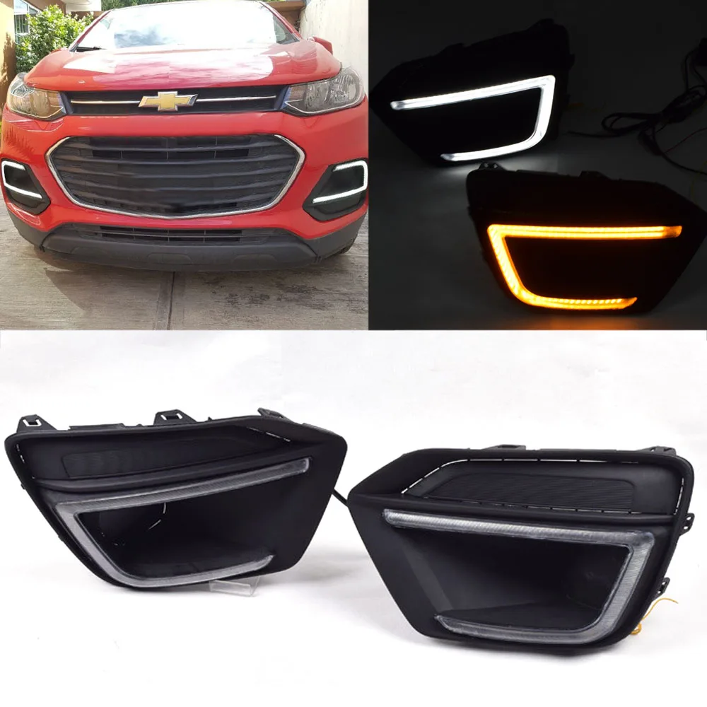 Dual Color White &amp Amber Switchback LED Daytime DRL Lights Kit w/ Turn Signal Function For Chevrolet Trax 2017-2019 | Автомобили и