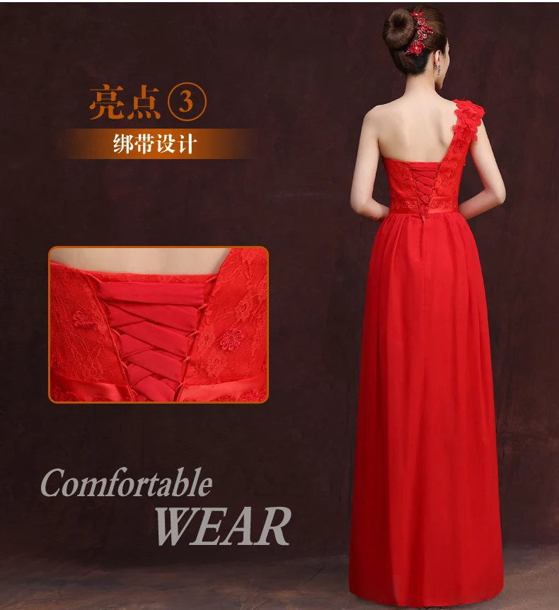 Maid of Honor Dresses for Weddings Vestido Largo Sirena Junior Bridesmaid Dress One Shoulder Women Dress Red for Bridemaide Prom