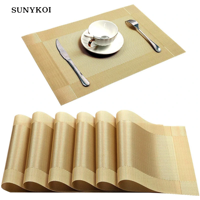 Table Placemats PVC Woven Tableware Pad Washable Place Mats Set Home Mat~ Table Placemats PVC Woven Tableware Pad Washable Place Mats Set Home Mat~