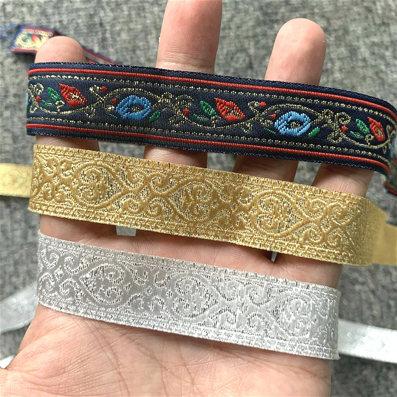Ribbon Decoration Ribbon Supplies 10YARD 3/4 Inch 20MM Gold And Silver Totem Heart Jacquard Ribbon