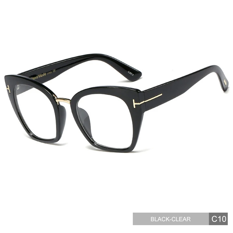 C10 Black-Clear MADELINY кошачий глаз негабаритных солнцезащитных очков женские винтажные градиентные солнцезащитные очки женские кошачьи глаза ретро очки UV400 MA459 - Цвет линз: C10 Black-Clear