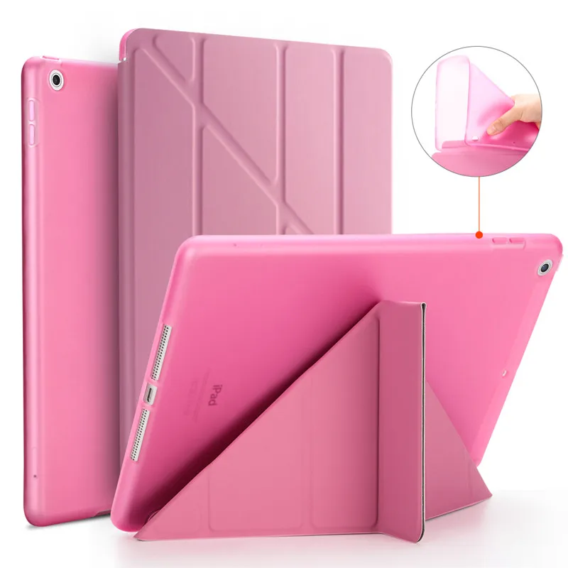 Pink Для iPad Pro 9,7 чехол из искусственной кожи ТПУ Мягкая задняя крышка для iPad Pro 9,7 A1673 A1674 A1675 ультра тонкий флип-чехол Smart Cover - Цвет: Pink