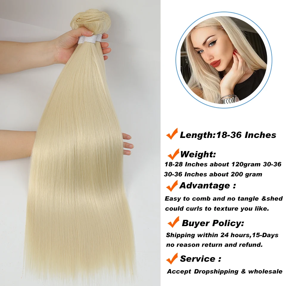 Bone Straight Hair Bundles Extensions Ombre Hair Bundles 28-36Inch Super Long Hair Synthetic Straight Hair Full to End
