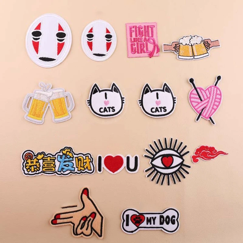 1pcs No Face Man Letter Patches Sew Fabric Sticker Badge Embroidered Iron On Patch for Clothes Appliques DIY Repair Accessories | Дом и сад