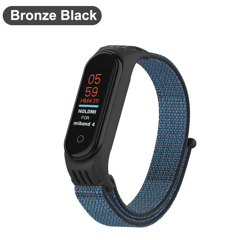 Нейлоновый браслет для mi band 4, ремешок для Xiaomi mi, браслет 3 mi Band 4/3, нейлоновый браслет ремешок, аксессуары для замены запястья - Цвет: Bronze Black