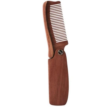 

Folding Beard Comb Carrying Pouch For Men - All Natural Wooden Beard Comb W/Gift Box - Green Sandalwood Comb For Grooming & Comb
