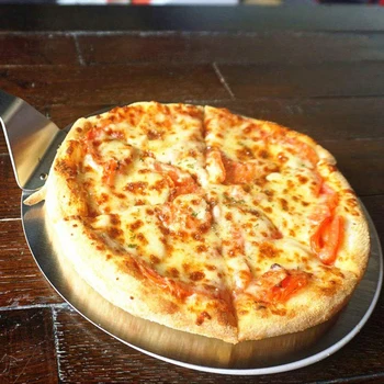 

10 Inch Stainless Steel Pizza Peel Metal Round Paddle Large Spatula with Wood Handle for Baking Homemade Pizza and Bread