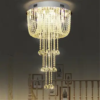 

D50*H88cm Modern Round Rain Drop Raindrop K9 Crystal Chandelier Light Fixture for Dining Room Bathroom Bedroom Livingroom