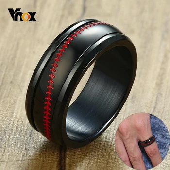 

Vnox Spinner Baseball Stitch Ring for Men Black Stainless Steel Rotatable Sporty Baseball Lover Jewelry