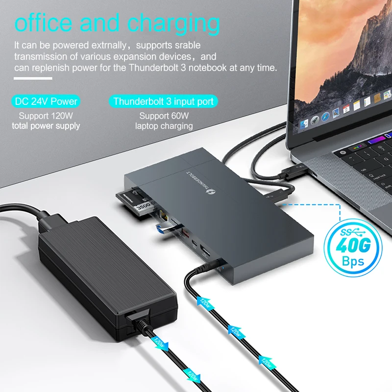 Thunderbolt 3 40Gbps USB C HUB Ke 8K 