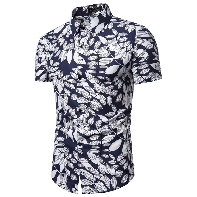 

LONGHENG 2020 Men's Slim fit Flower Printed Shirts Male Short Sleeve Floral Shirt Men Basic Tops Casual Plus Size Shirts
