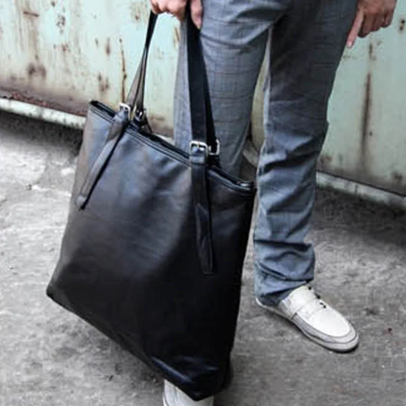 

Korean fashion simple PU leather shoulder bag men's portable casual bags high-capacity bag tide bag trend