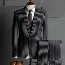 Индивидуальный заказ Официальный Мужской Костюм Повседневный стиль смокинг 3 шт. свадебные костюмы