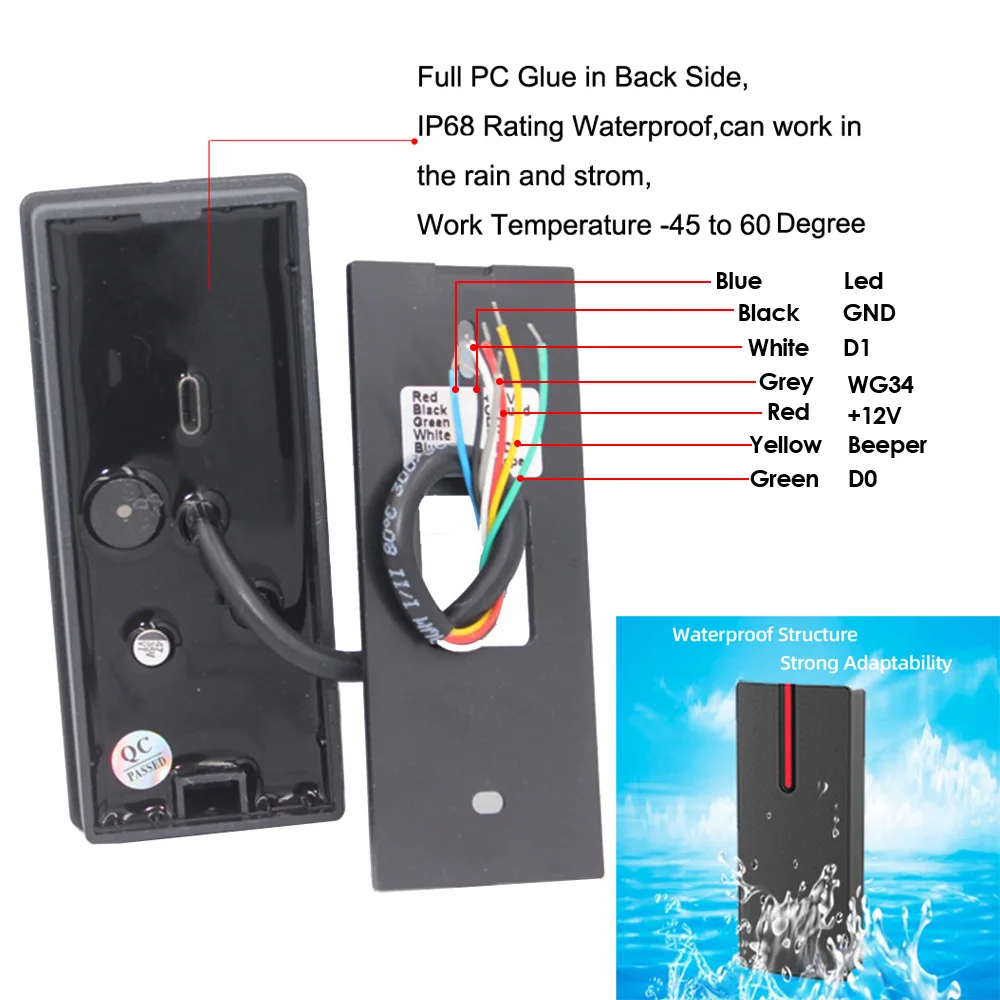 IP68 Waterproof RFID Proximity Card Reader