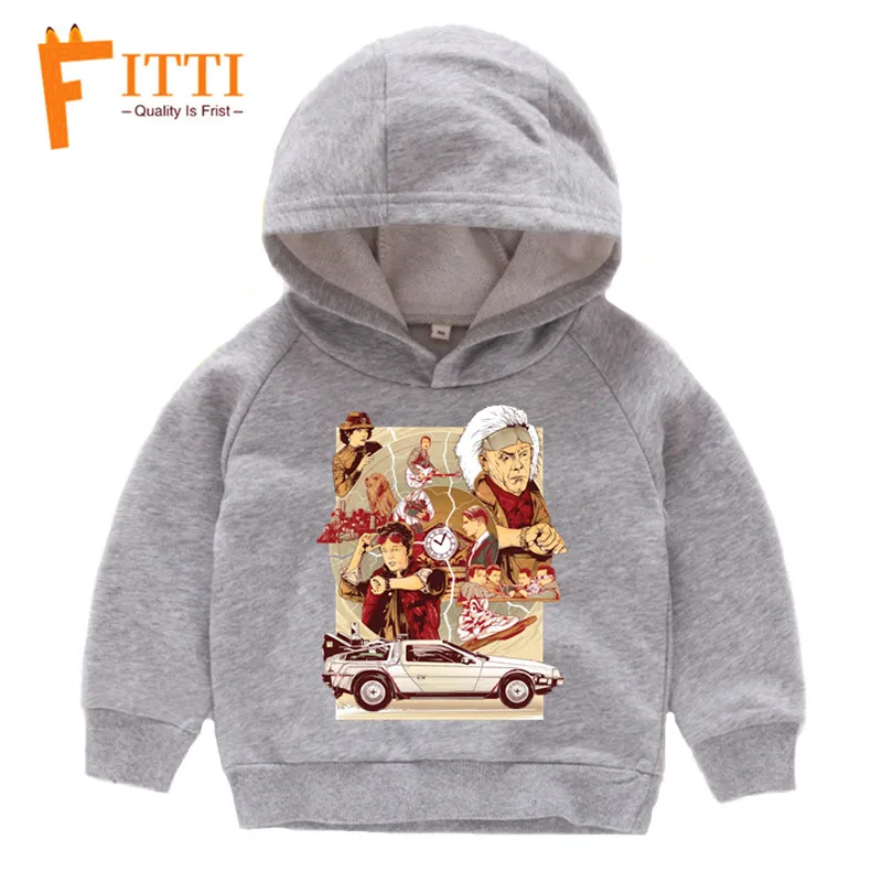 T127D-YM-grey DMC/Детские толстовки с капюшоном «снова в будущее»; Детский свитер; сезон осень-зима; толстовка с капюшоном - Цвет: T127D-YM-grey