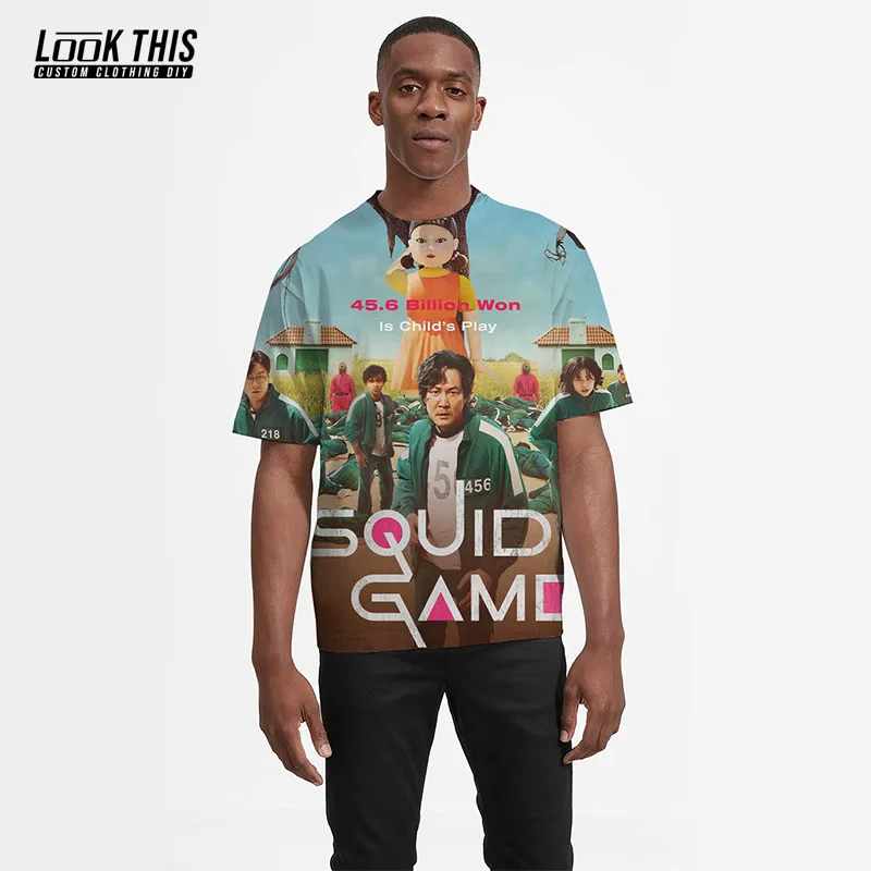 Koren TV Squid Game 123 Blockhead 3D Print Men T shirt Cosplay Clothes Oversized T shirt Unisex