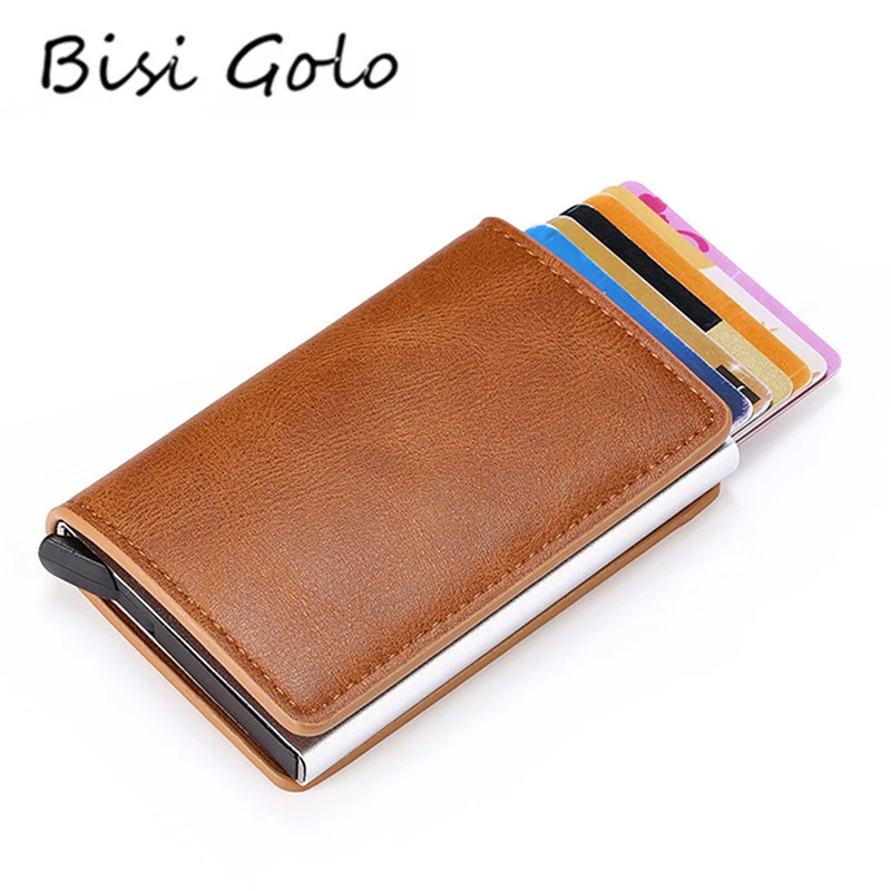 BISI GORO Antitheft Men Vintage Credit Card Holder Blocking Rfid Wallet Leather