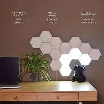 

Led Hexagonal Lamps Modular Touch Sensitive Quantum Lamp Lighting Night Light Magnetic Hexagons Creative Decoration Wall Lampara